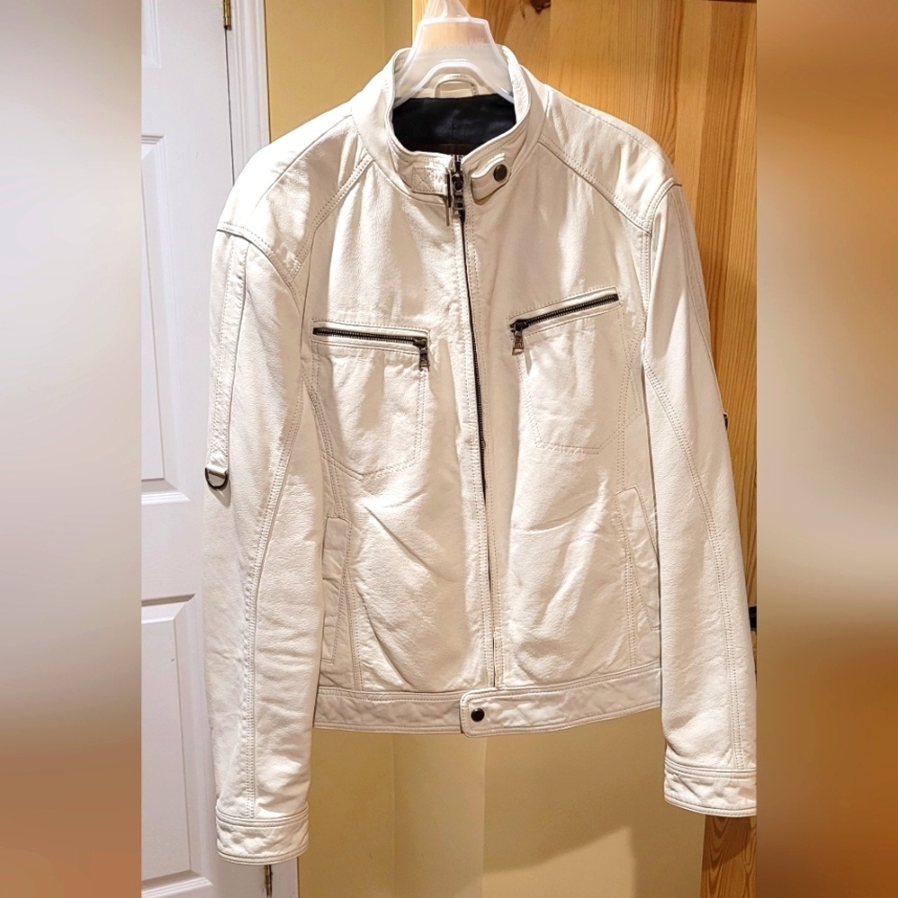 Danier white leather jacket. Size medium.